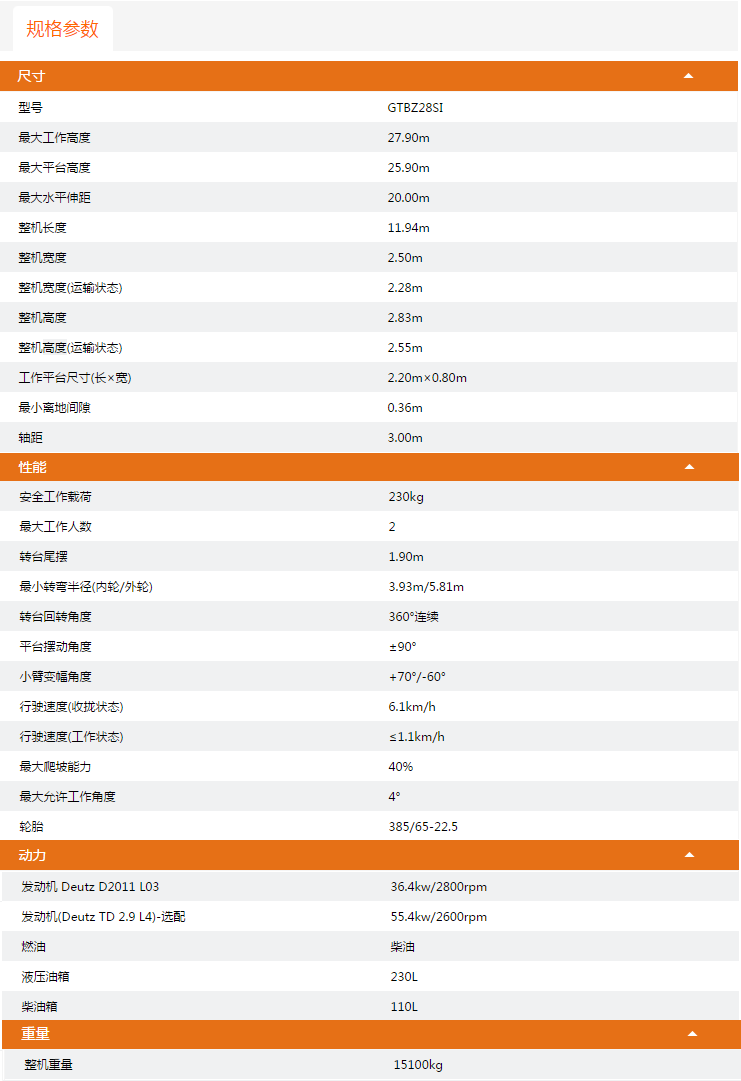 畢節(jié)升降平臺GTBZ28SI規(guī)格參數(shù)
